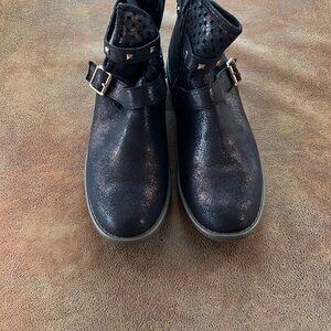 Skechers Black Ankle Sparkle Boots with Studded Straps Size 6